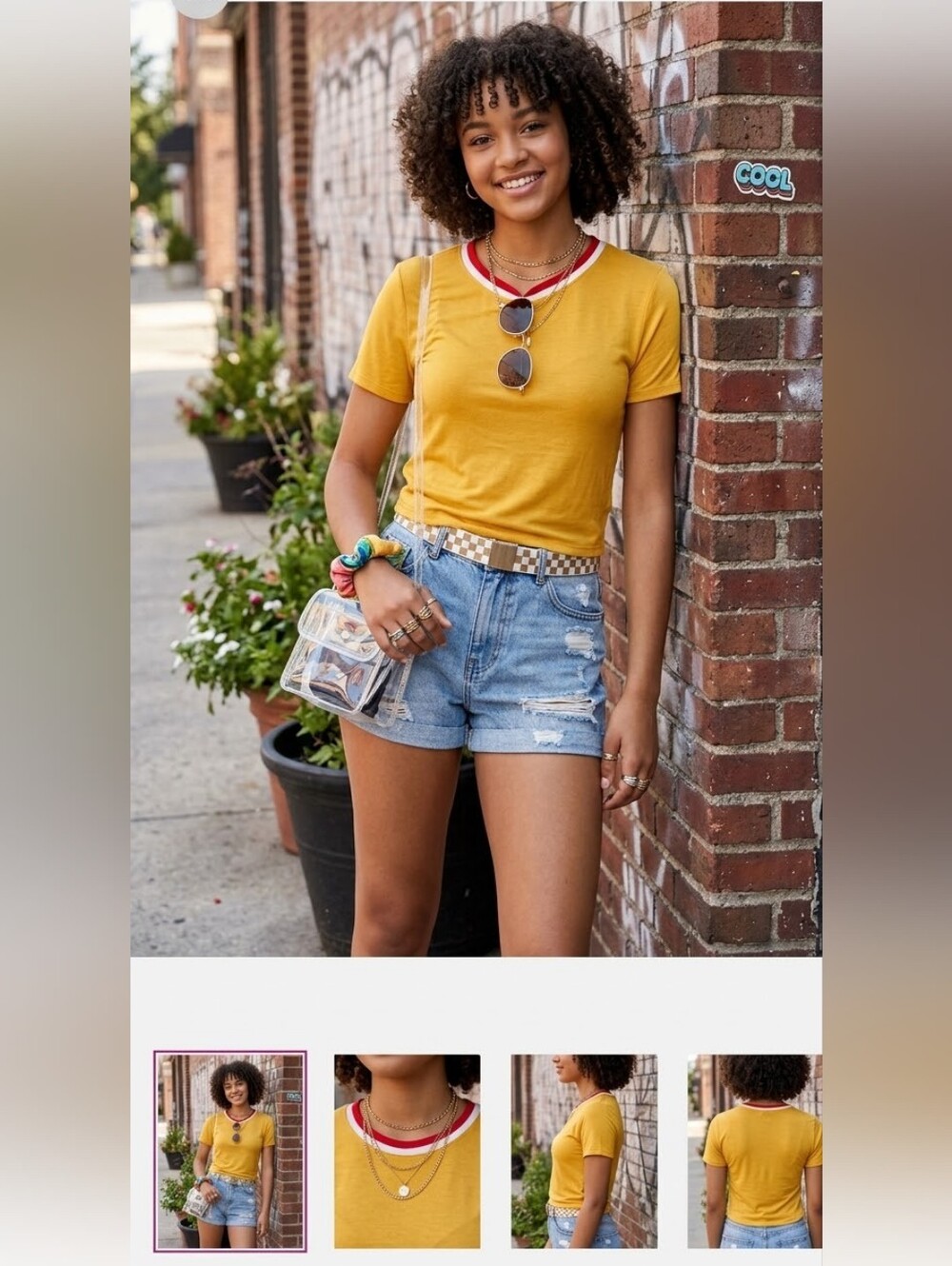 Zara Trafaluc Yellow Crop Fitted Plain T-Shirt S With Stripes